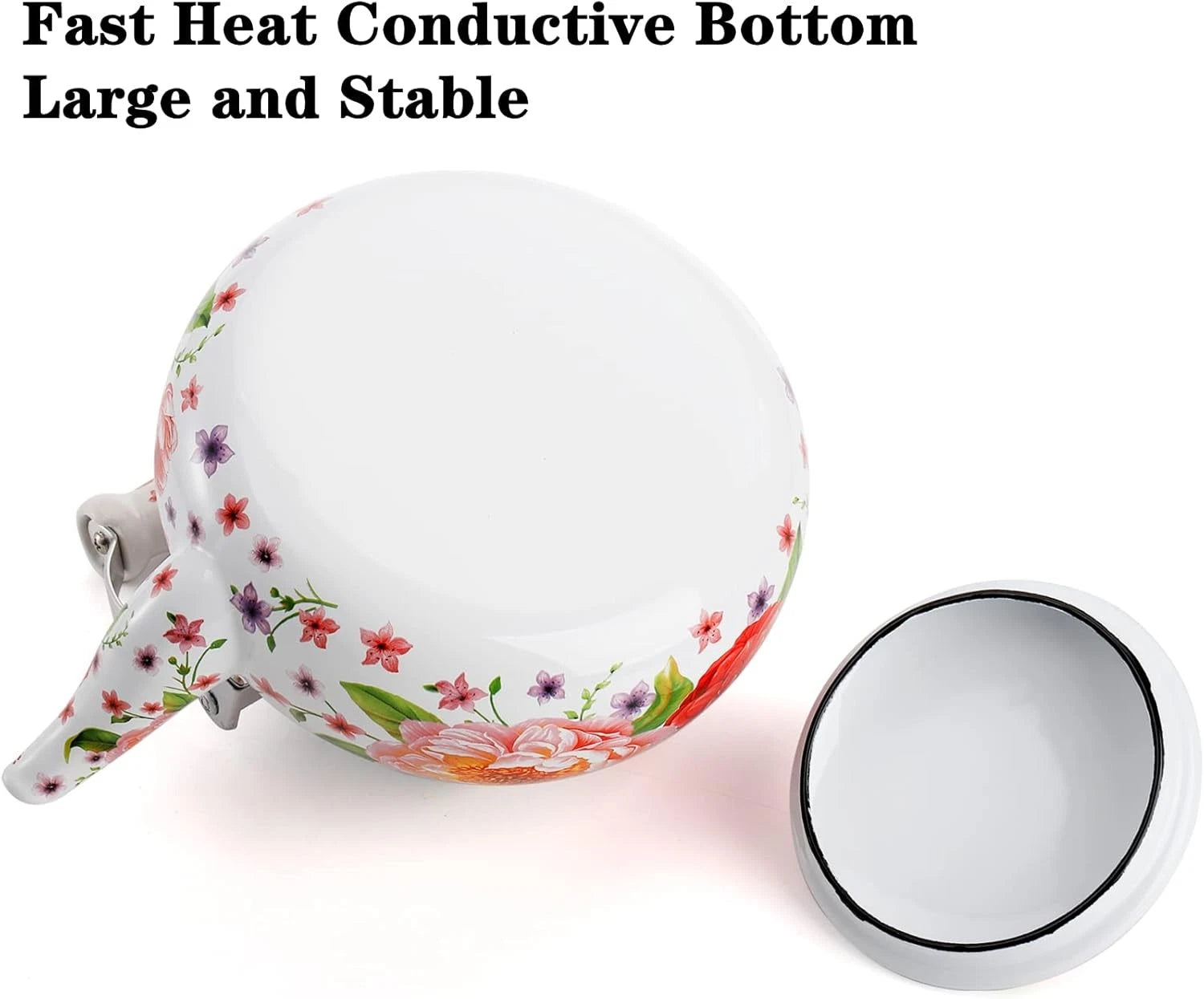 Quart Enamel Tea Kettle Stovetop, Large Porcelain Enameled Teakettle, 2.5L | eBay