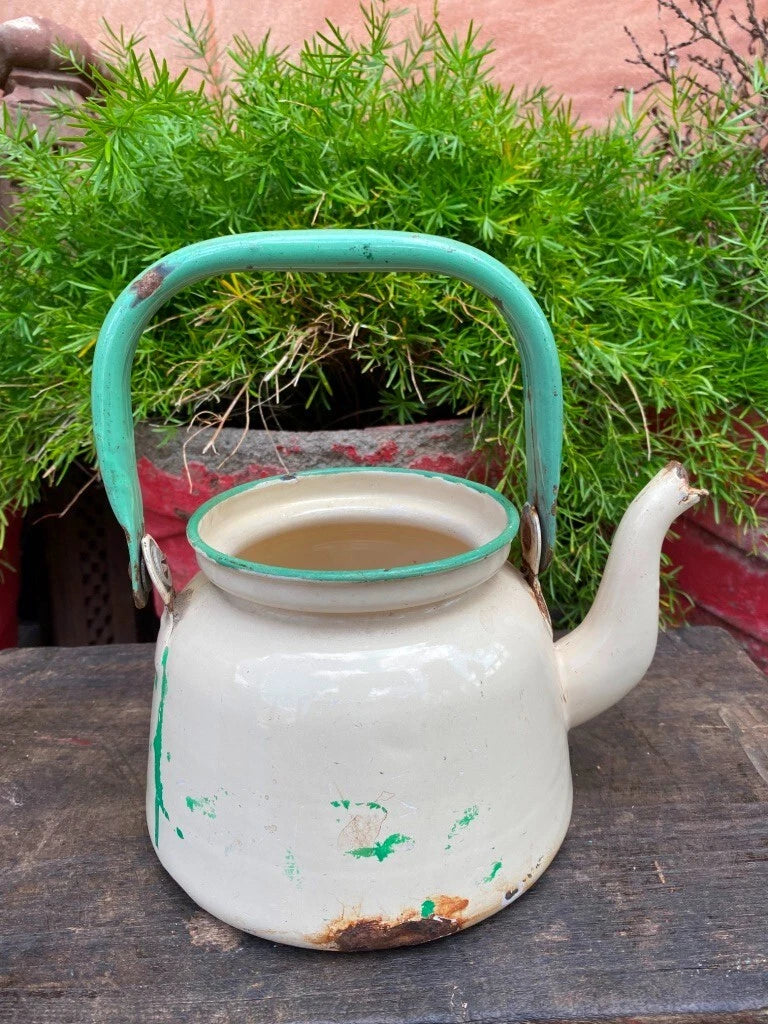 Antique Old Original Rustic Enamel Porcelain Teapot Tea Kettle Made In Polland | eBay
