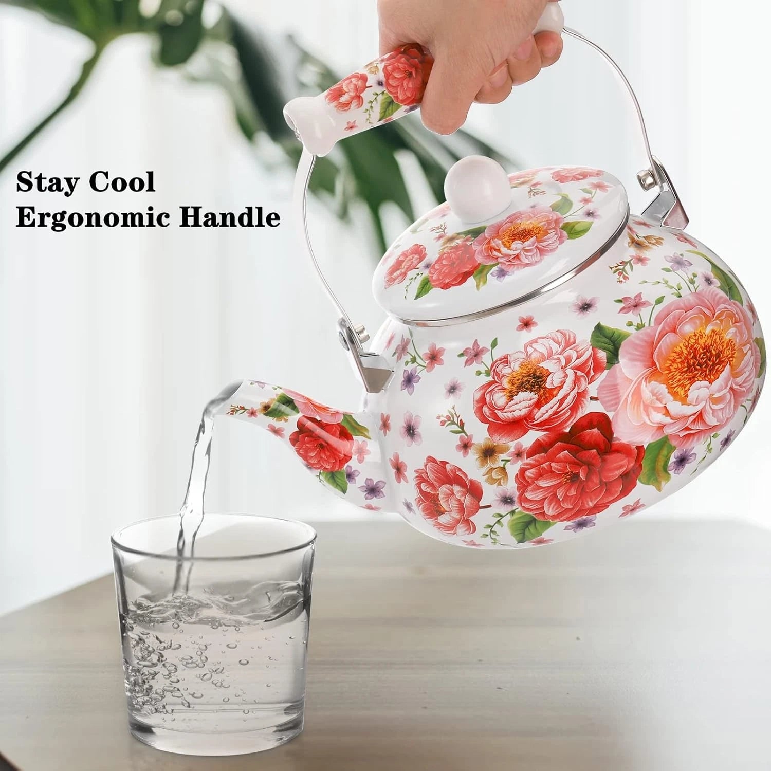 2.6 Quart Enamel Tea Kettle Stovetop, Large Porcelain Enameled Teakettle, 2.5L | eBay