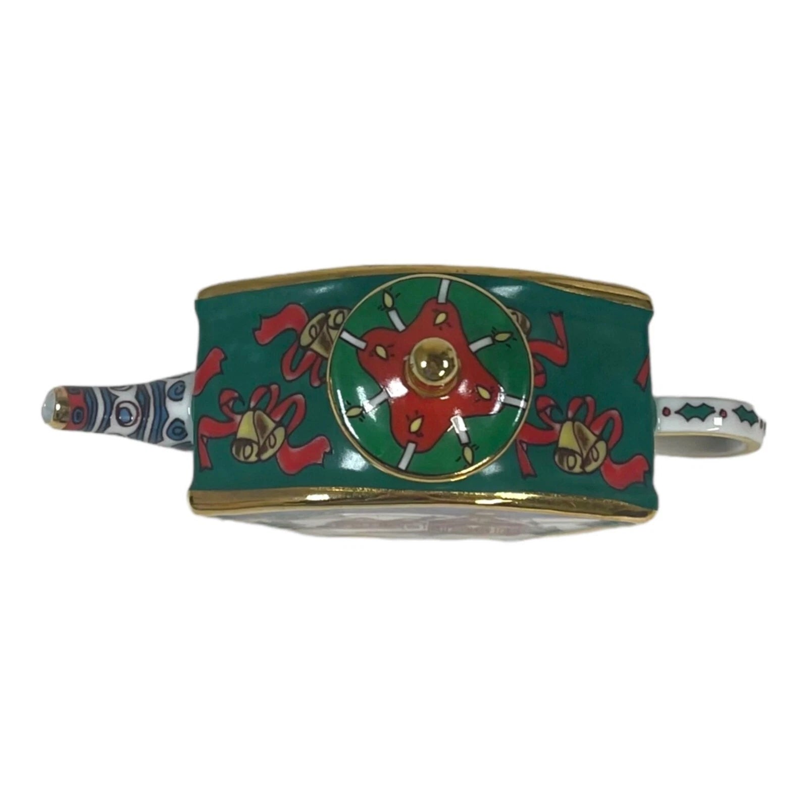 Christmas Themed Porcelain Cloisonne Enamel Teapot Gold Accents & Festive Design | eBay