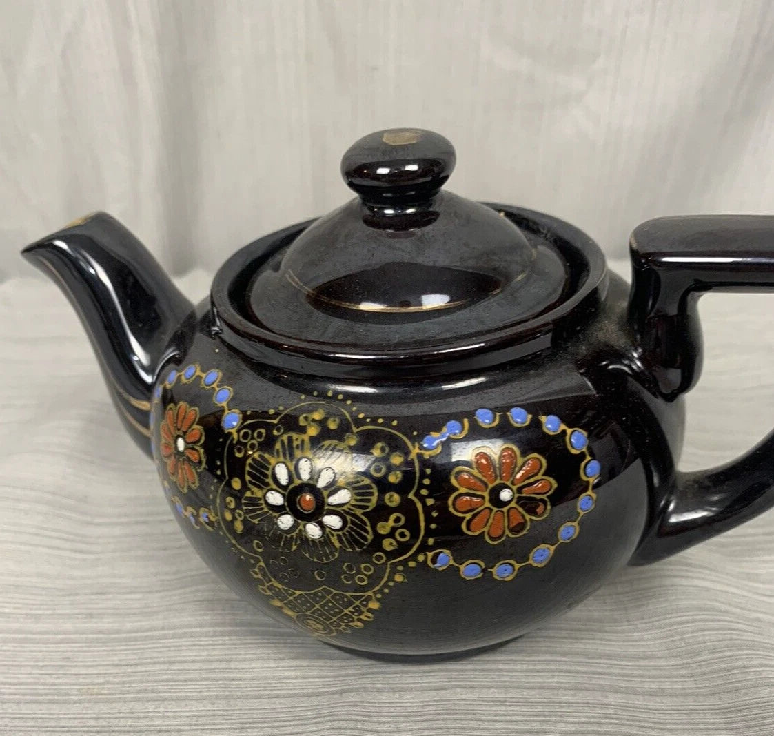 Dark Brown Teapot Moriage Enamel Hand Painted Vintage, Japan | eBay