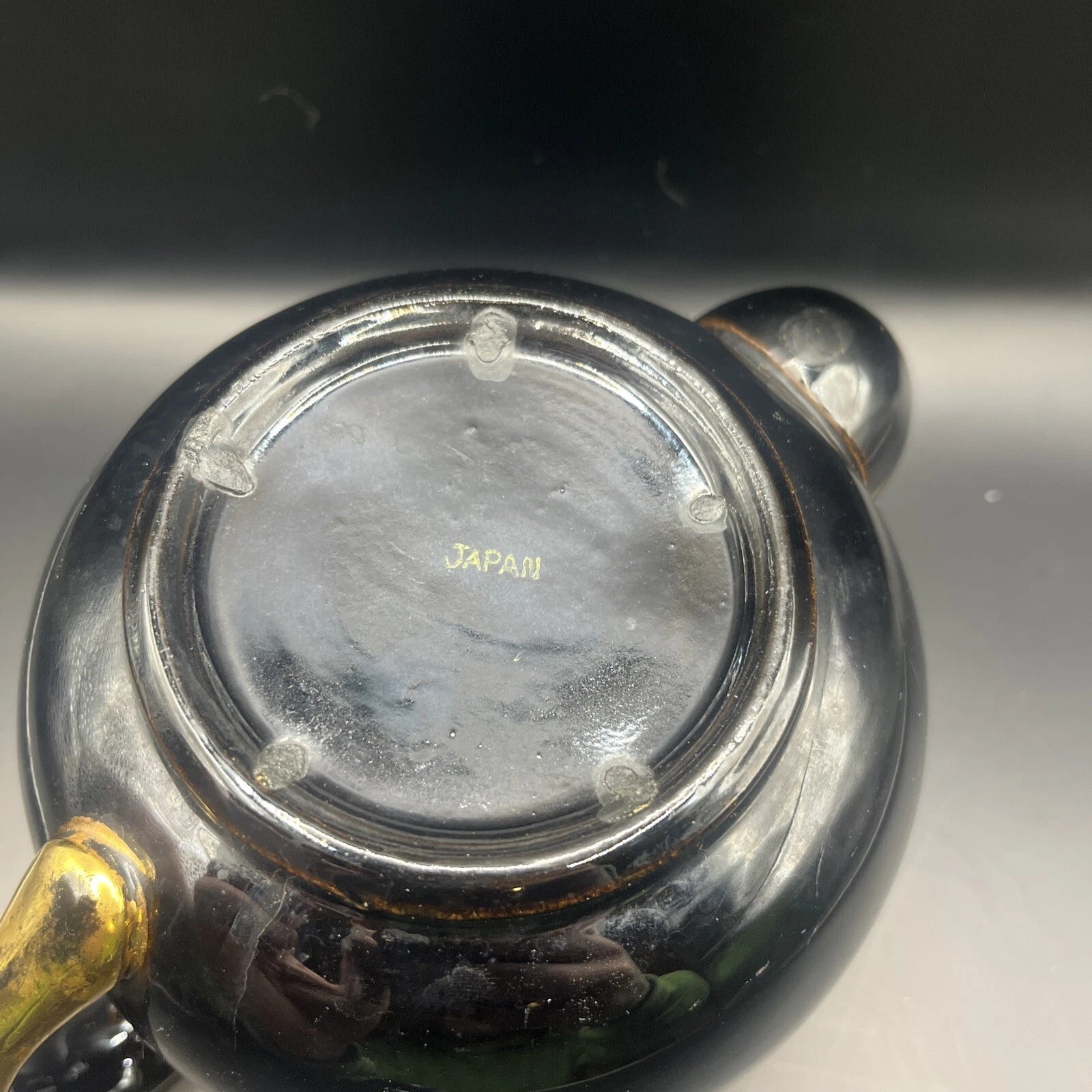 Look alike Gibson and Sons Teapot w/ Lid Black Gold Enamel Vintage 4 tall Japan | eBay