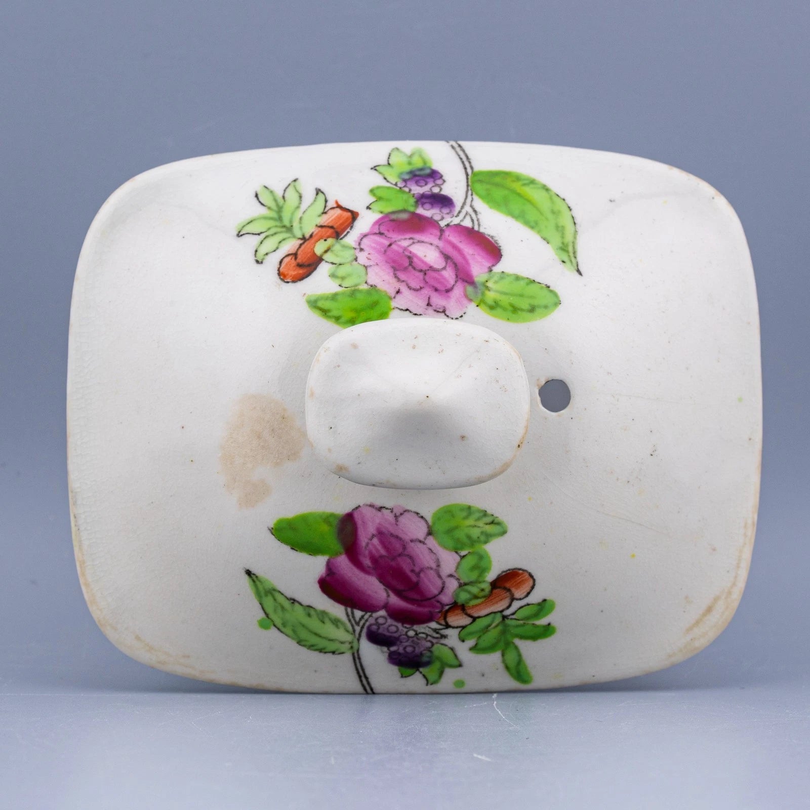 Antique English Porcelain Teapot Cover Floral Enamel Painted 19th Century | eBay