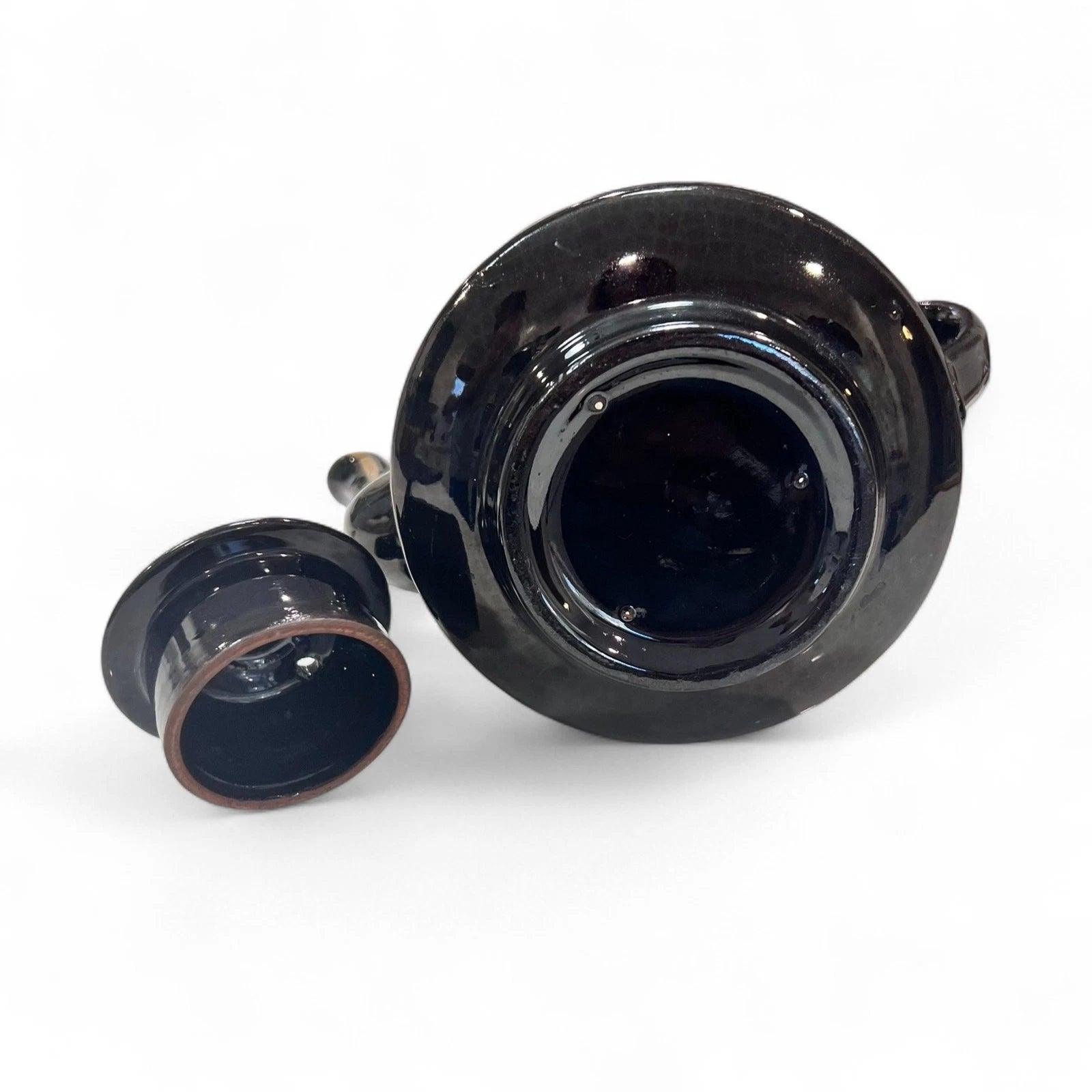 Vintage Black Glazed Teapot with Hand Painted Enamel Flowers & Gold Trim c1930s | eBay