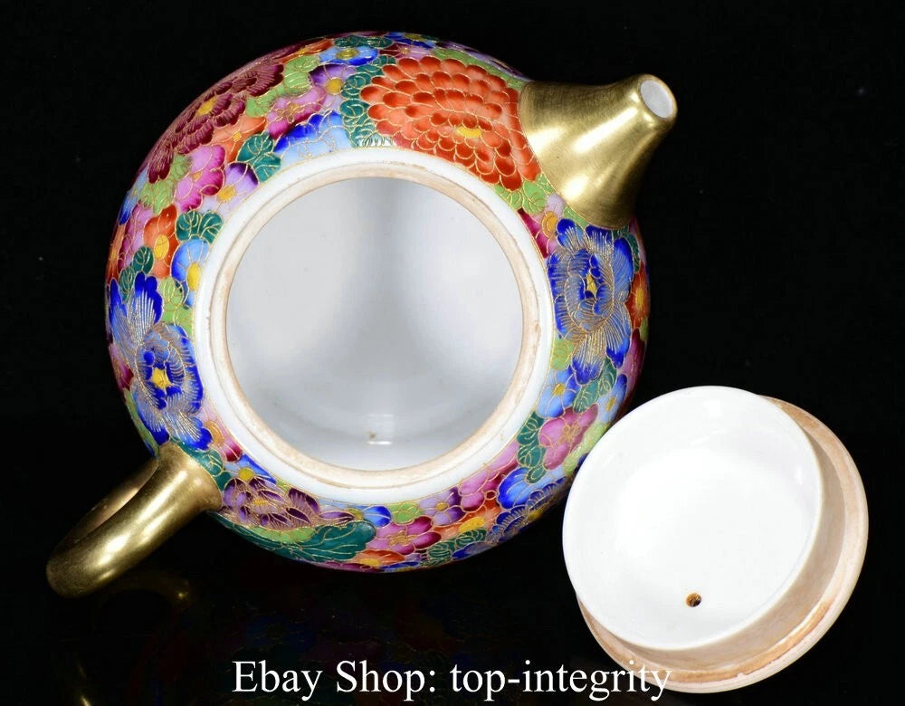 5.5" Marked Chinese Colour enamels Porcelain Flower Handle Teapot Kettle | eBay