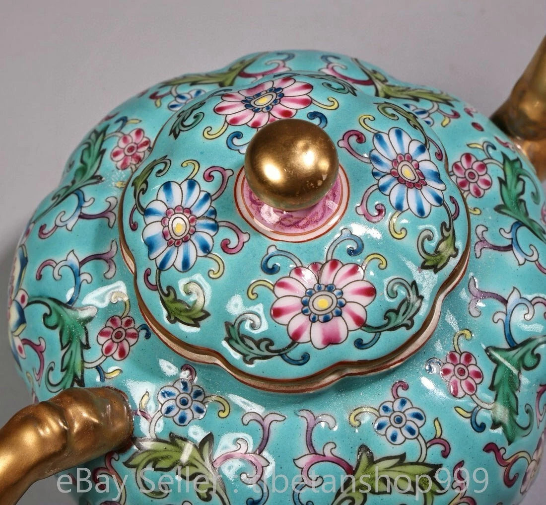 6" Old Chinese Yongzheng Marked Enamel Porcelain Gilt Entwined Flower Teapot | eBay