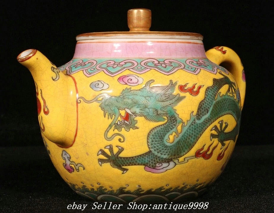 5.9"Old Qing Dynasty Enamel Color Porcelain Dragon Wine Tea Pot Flagon | eBay