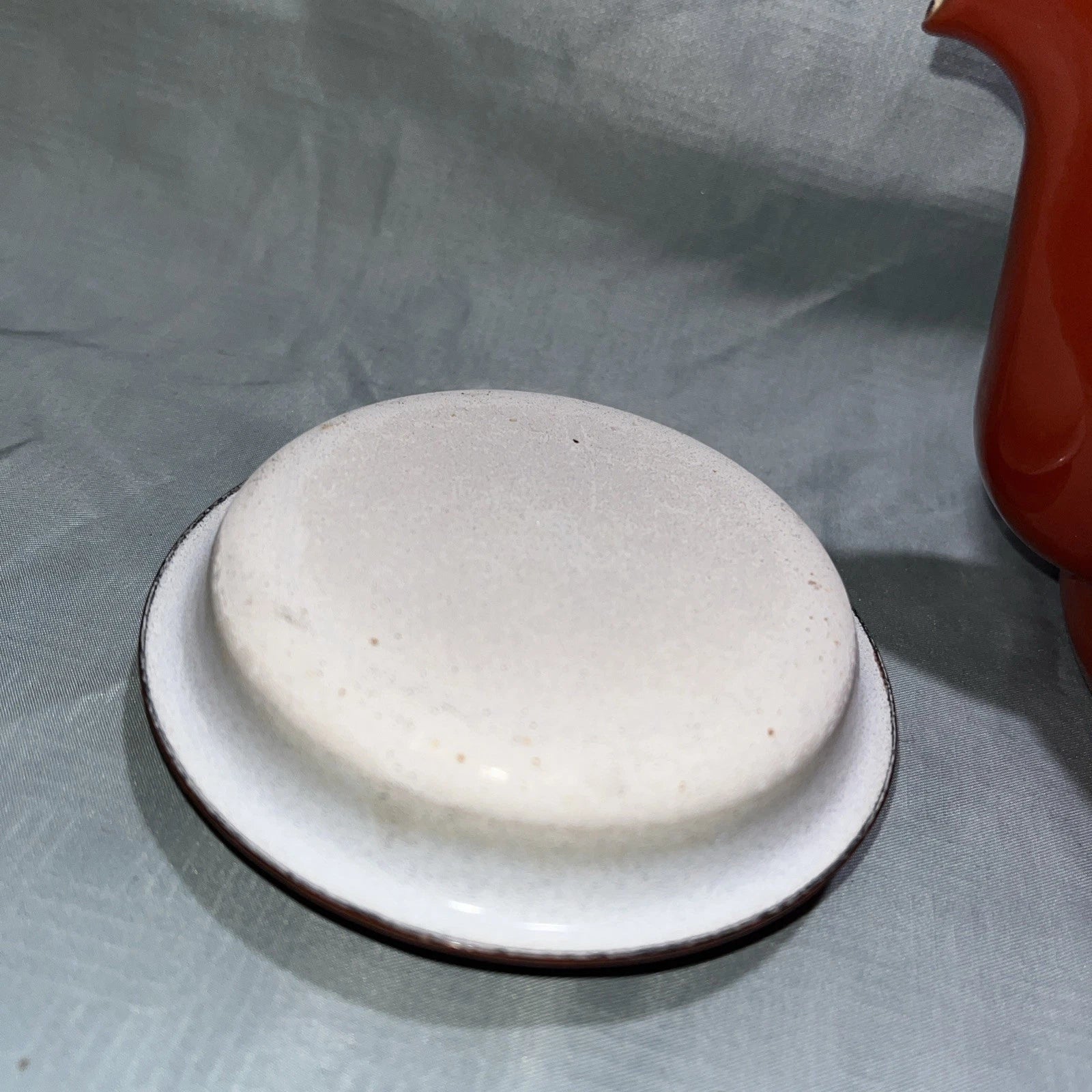 Vintage 4-Cup Enamel Tea Kettle Teapot - Red w/ Wood Handle & Lid - Retro Charm | eBay