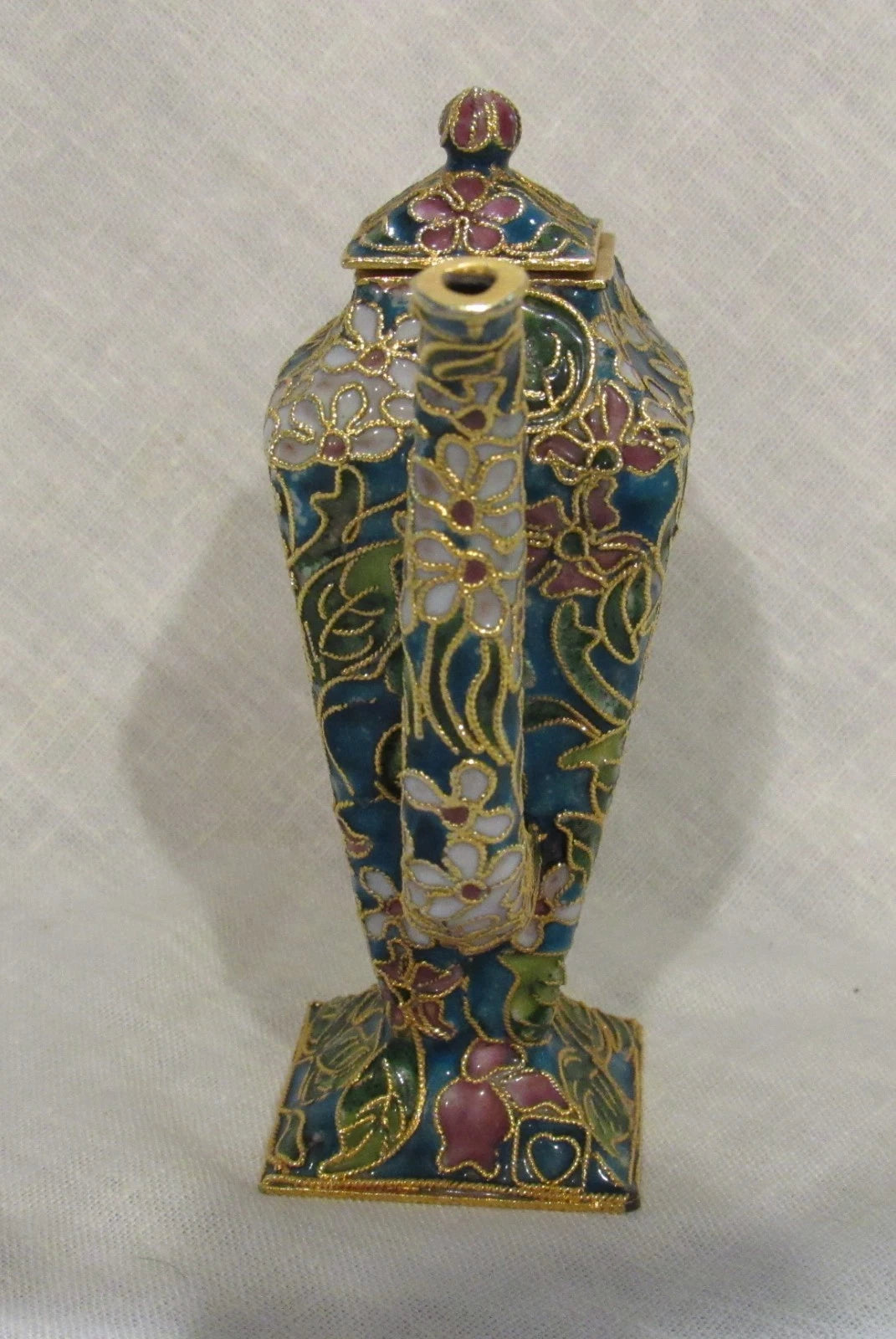 Vintage Miniature 4" Cloisonne Enamel over Porcelain Teapot - Blue/Gold - Preown | eBay