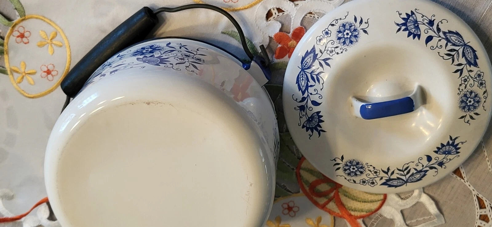Vintage Farmhouse Floral Blue And White Enamel Coffee Tea Pot | eBay