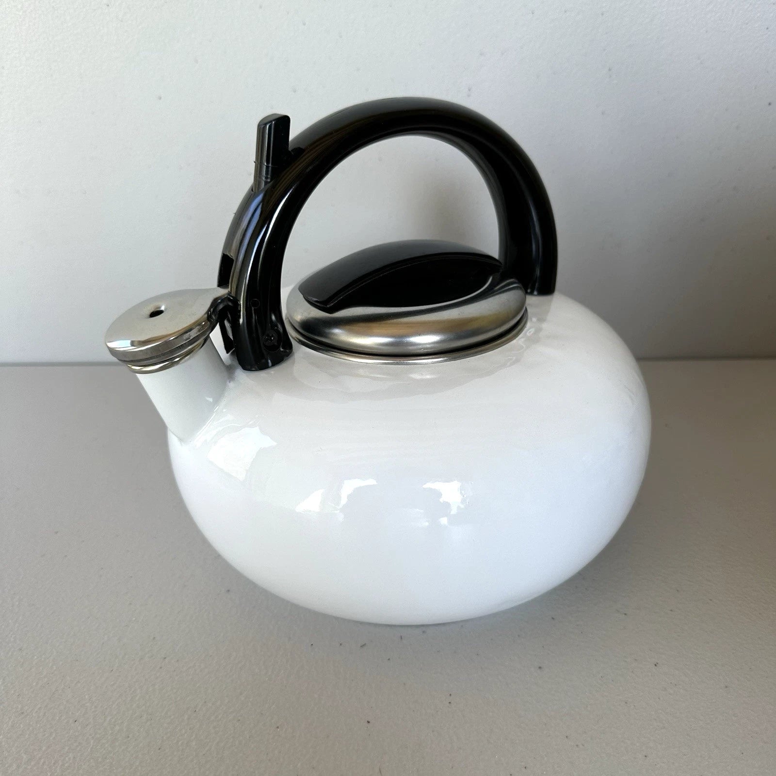 Vintage 90s Rare Kamenstein TRIG 2.5 qt Whistling White Enamel Steel Tea Pot NIB | eBay