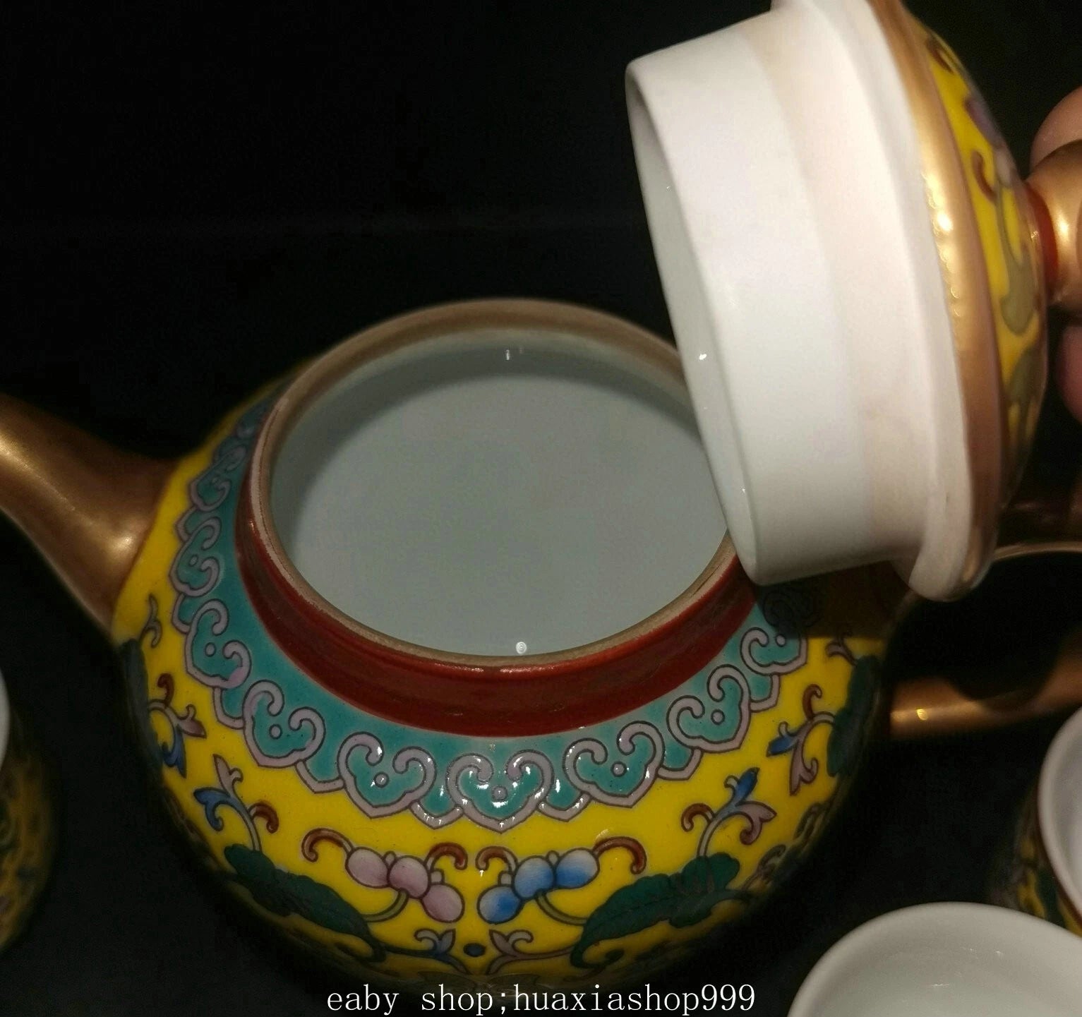 9" YongZheng Marked Colour Enamel Porcelain Gilt Flower Pattern Teapot Cup Set | eBay