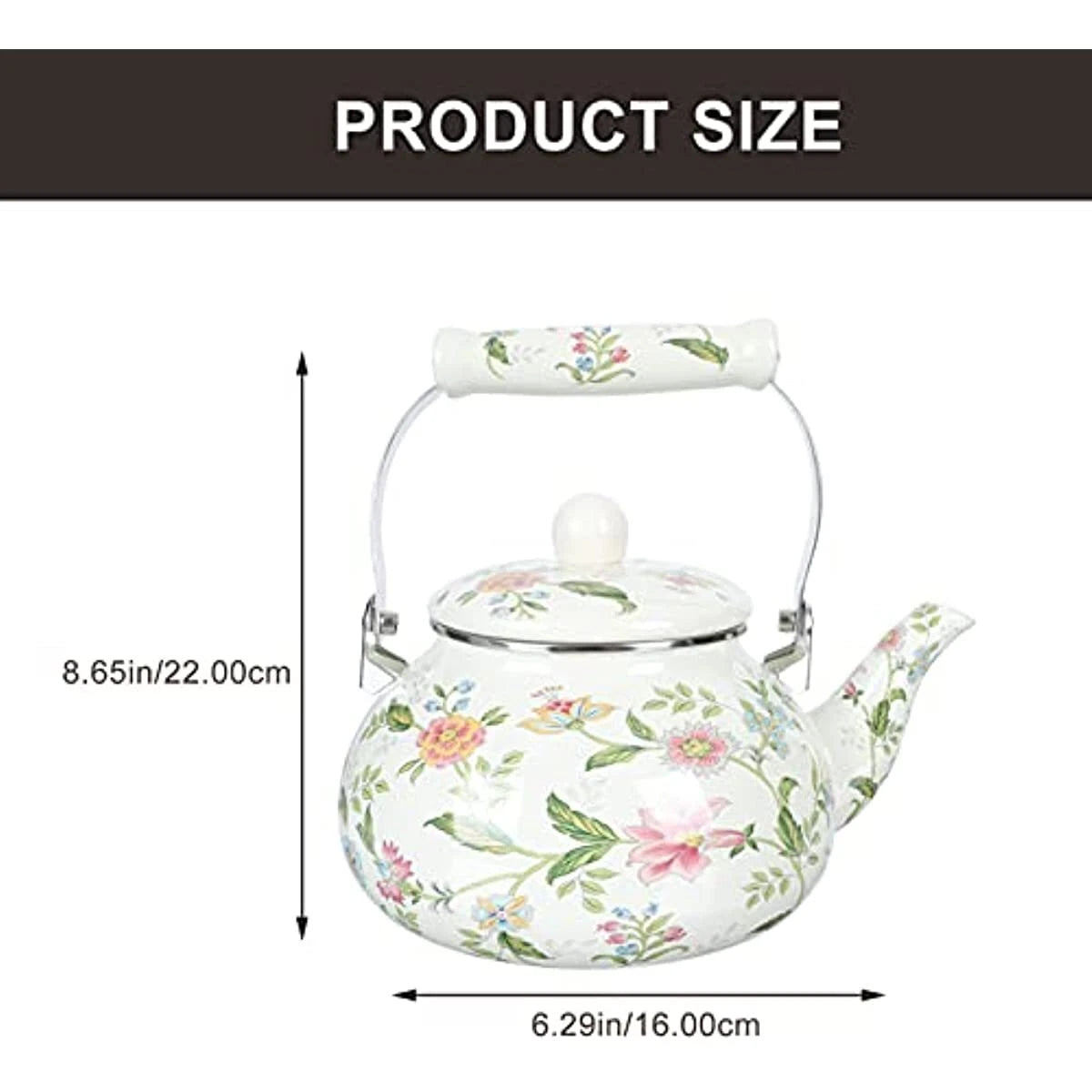 Porcelain Enamel Teakettle Floral Teapot Tea Pot Kettle Stovetop Turk Style | eBay