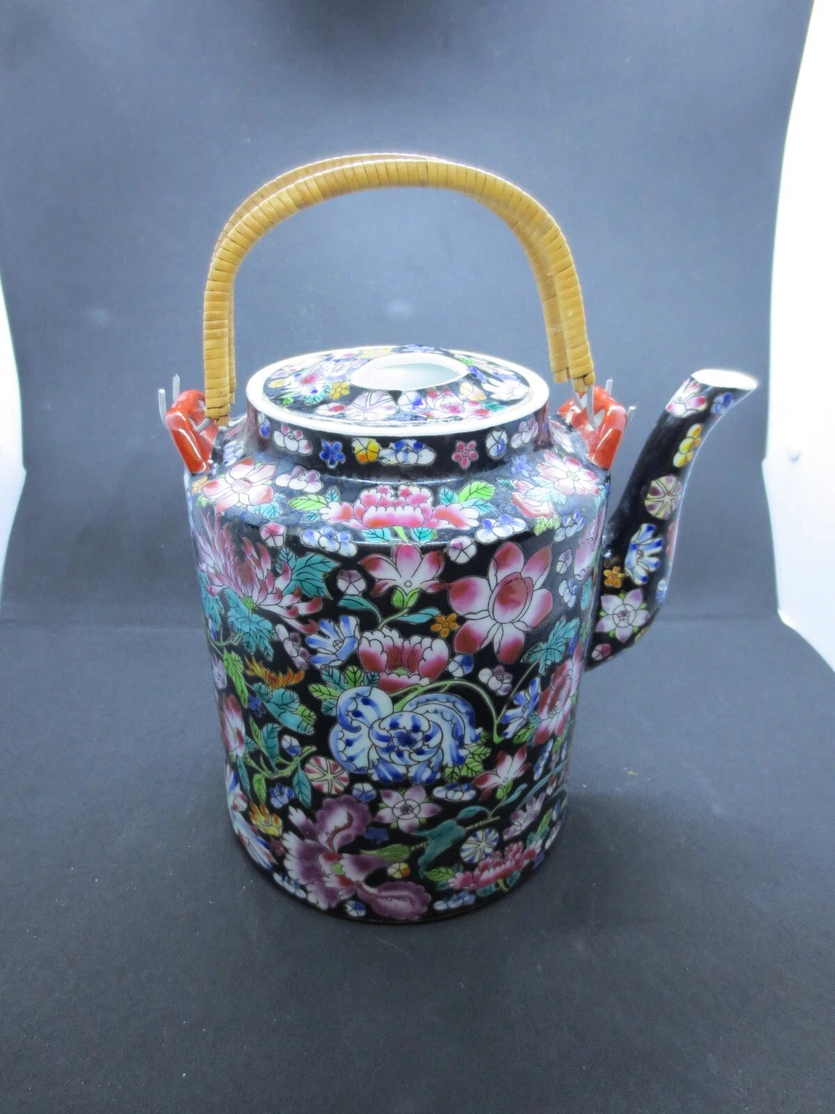 Vintage Chinese Hand Painted Mille Fleur Tea Pot Enameled Porcelain 1000 Flowers | eBay