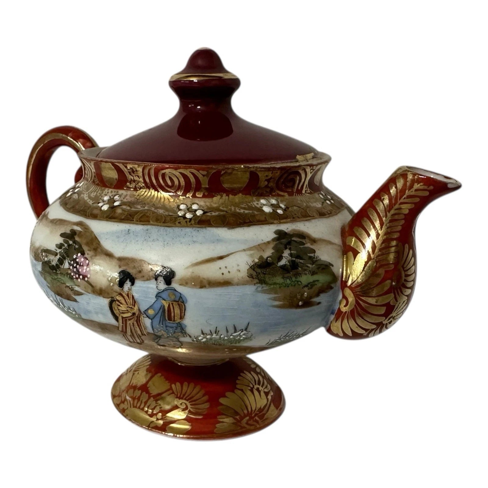 Vintage Kutani Japanese Porcelain Teapot & Creamer Set Moriage Enameled Gilded | eBay