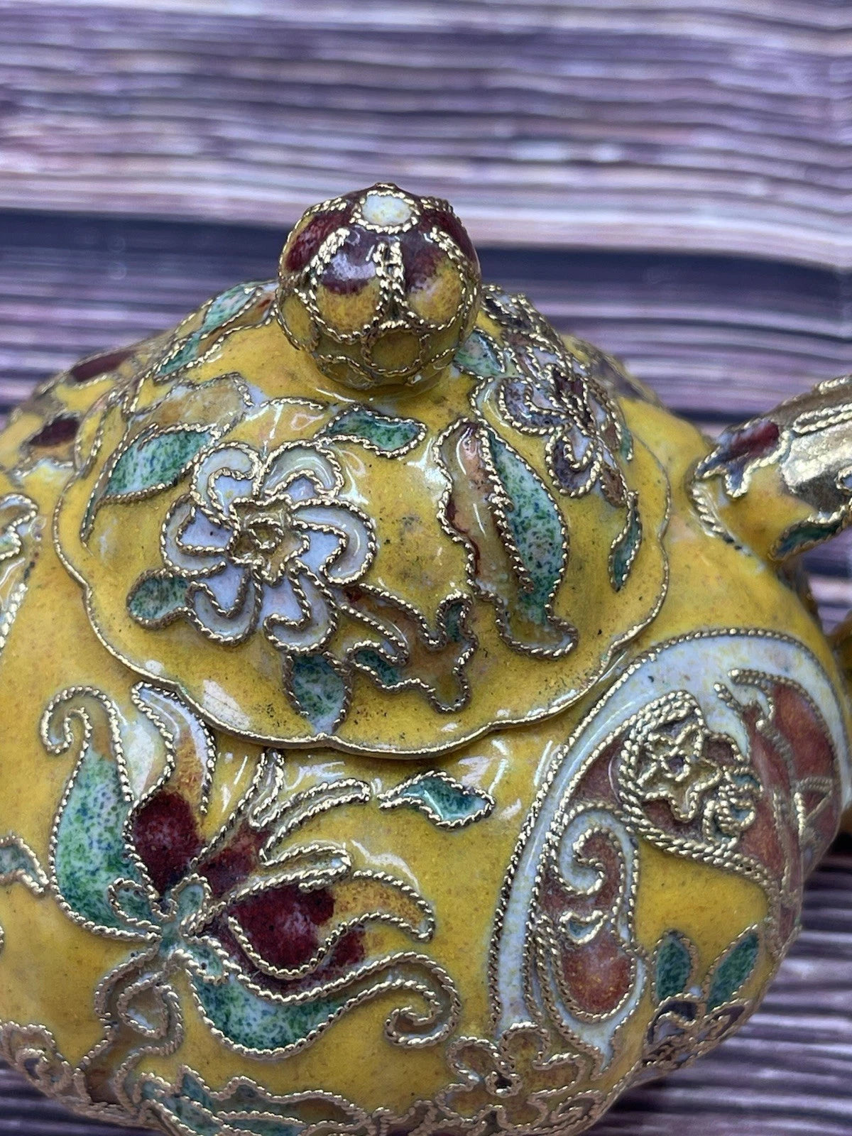 VTG Multi-Colored Cloisonné Miniature Tea Pot With Floral Design | eBay