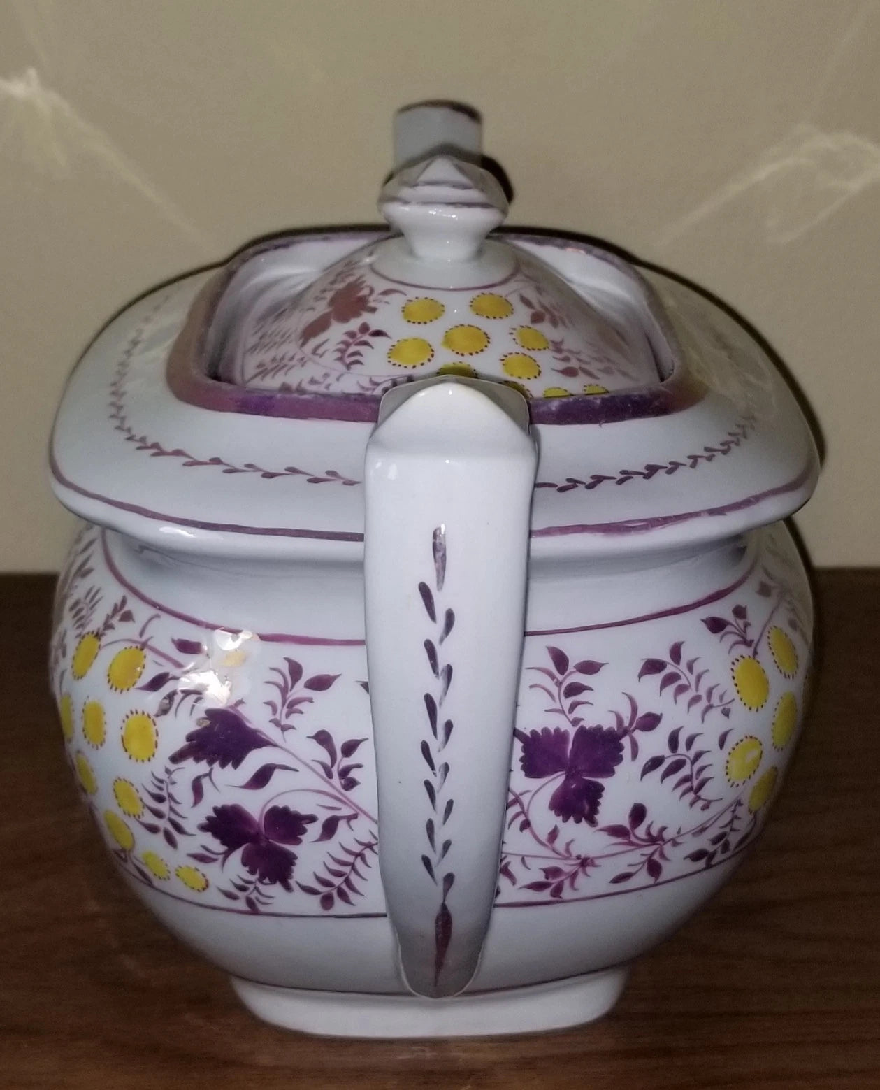 C.1810-1820 Georgian Porcelain Teapot Pink Luster Yellow Enamel Exc. Condition | eBay