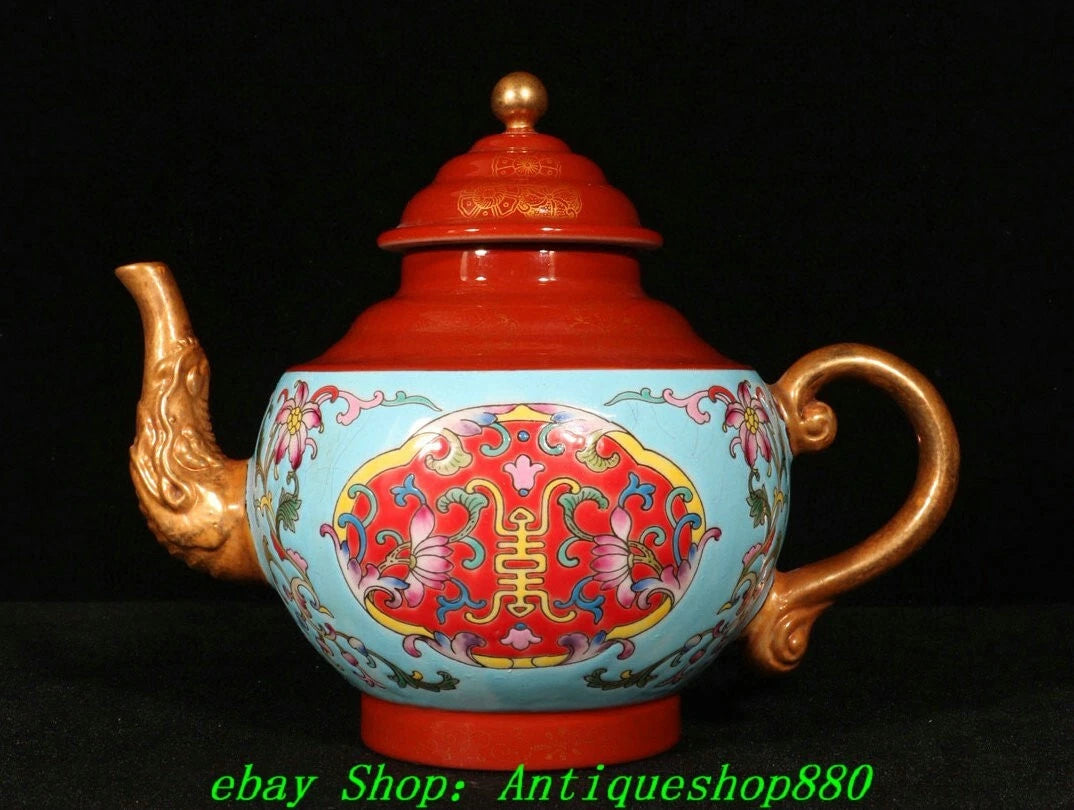 Qianlong Enamel Colour Porcelain Gilt Dragon Beast Head Pattern Teapot Teakettle | eBay