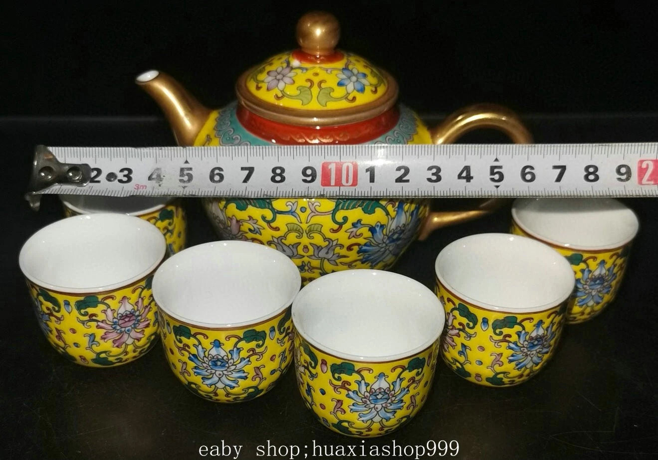 9" YongZheng Marked Colour Enamel Porcelain Gilt Flower Pattern Teapot Cup Set | eBay