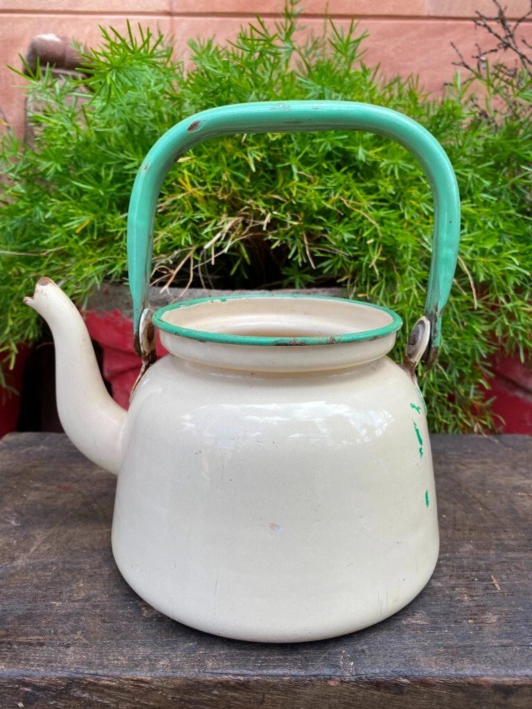 Antique Old Original Rustic Enamel Porcelain Teapot Tea Kettle Made In Polland | eBay
