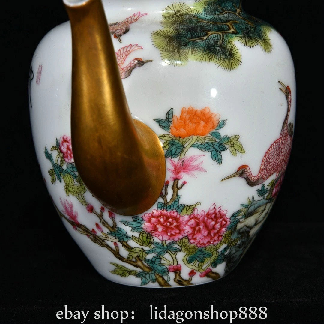 6.4"Yongzheng Marked Enamel Porcelain Gilt Flower Birds Tree Pattern Wine Teapot | eBay