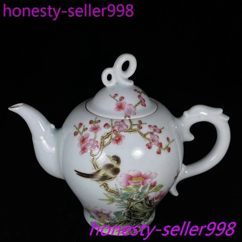 7"China qing Dynasty Enamel color porcelain flowers bird grain flagon Teapot pot | eBay