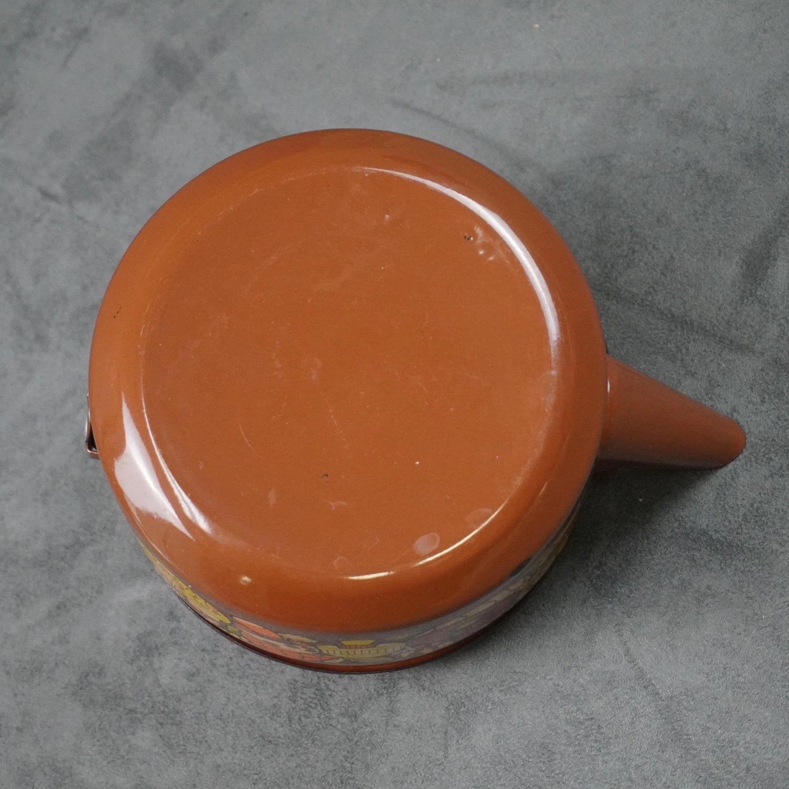 Vintage Brown Enamel Teapot Mushroom Floral Design Metal Handle Retro Kettle 70s | eBay