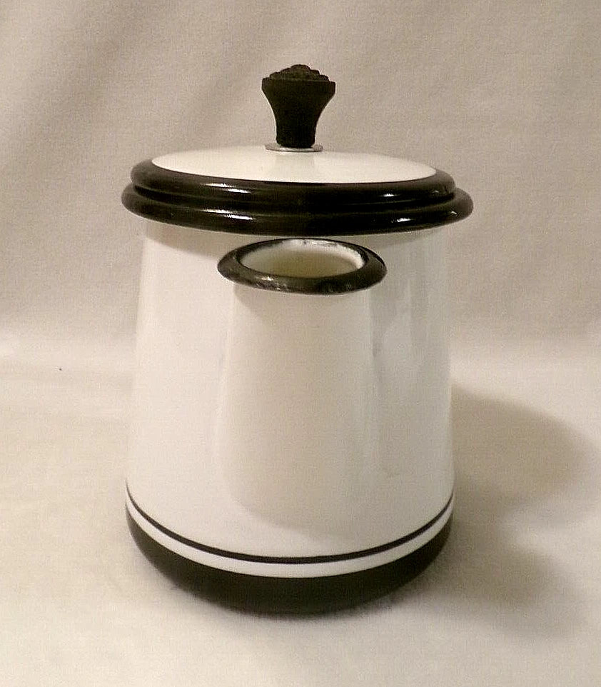 VINTAGE ENAMEL COATED METAL TEAPOT - BLACK and WHITE - 1 Quart/32 oz. | eBay