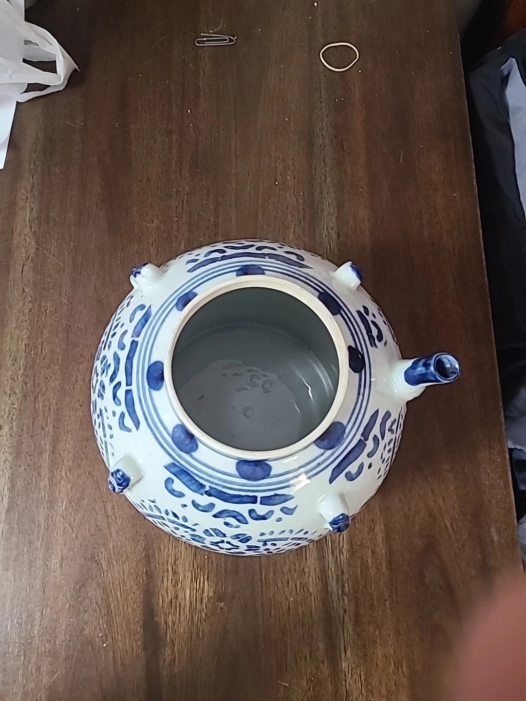 Imposing Enormous Antique Chinese Blue & White Enamel Porcelain Teapot c1900s | eBay