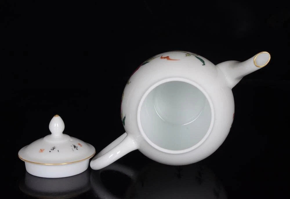 OLD CHINESE COLOUR ENAMEL PORCELAIN TEAPOT QIANLONG MARKED ST106 | eBay
