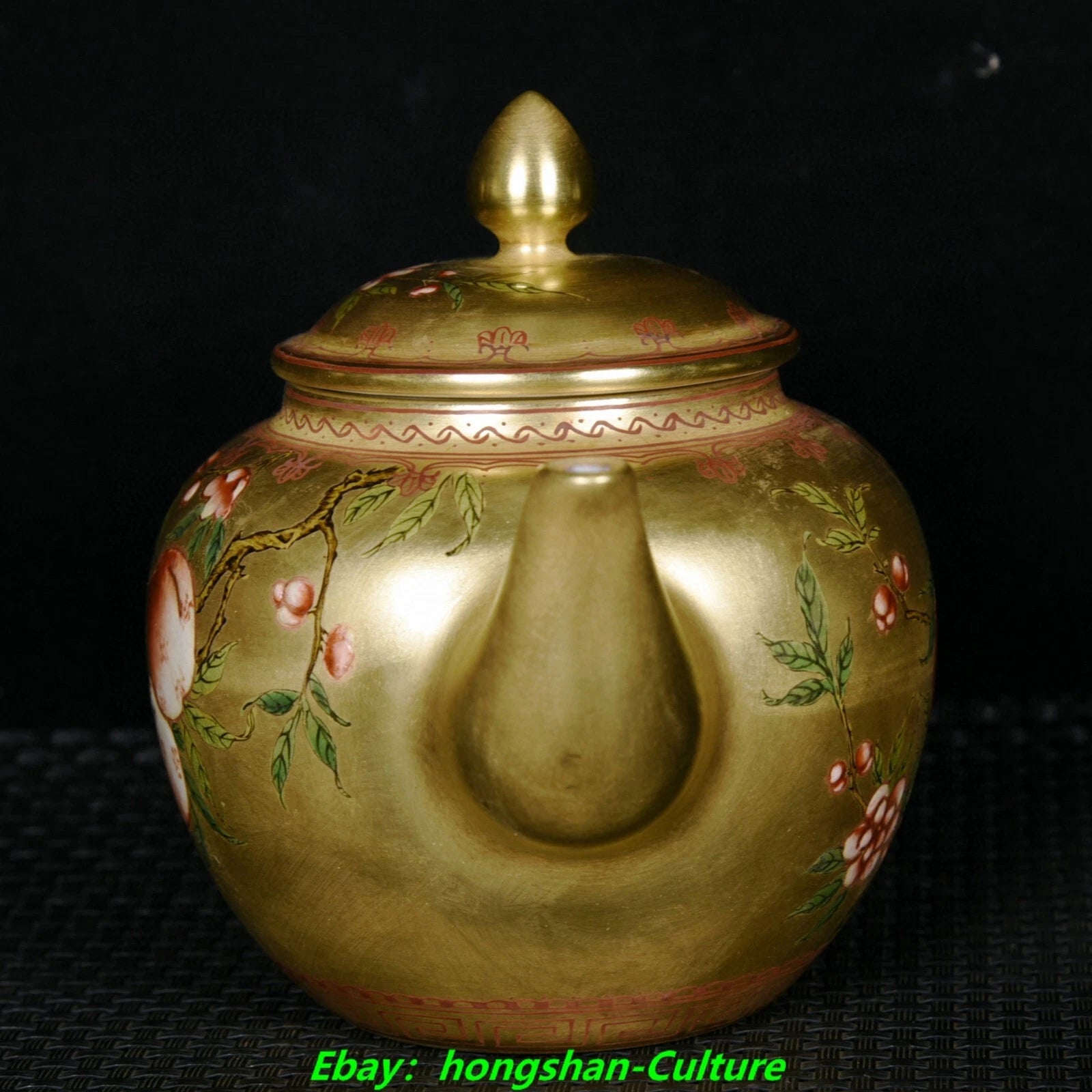 5.7" Qianlong Enamel Colour Porcelain Gold Bat Peach Pattern Wine Tea Pot Flagon | eBay