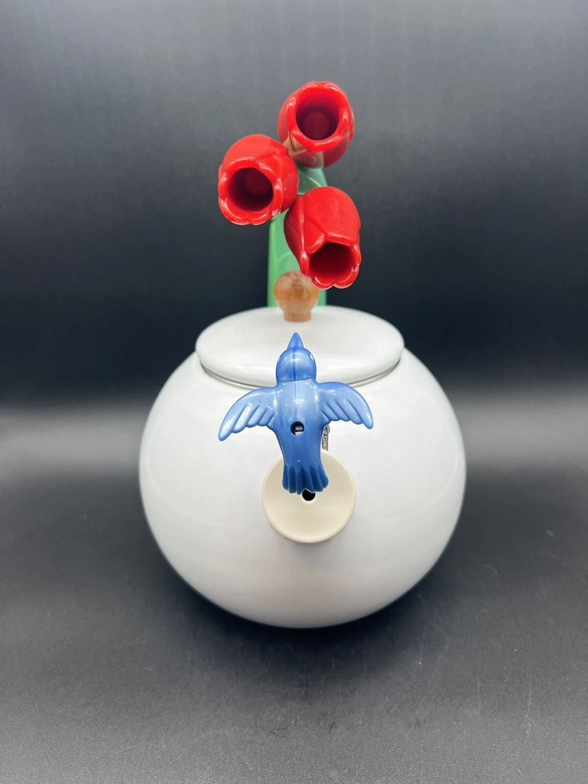 Enamel Metal Teapot Kettle With Tulips Handle And A Humming Bird. | eBay