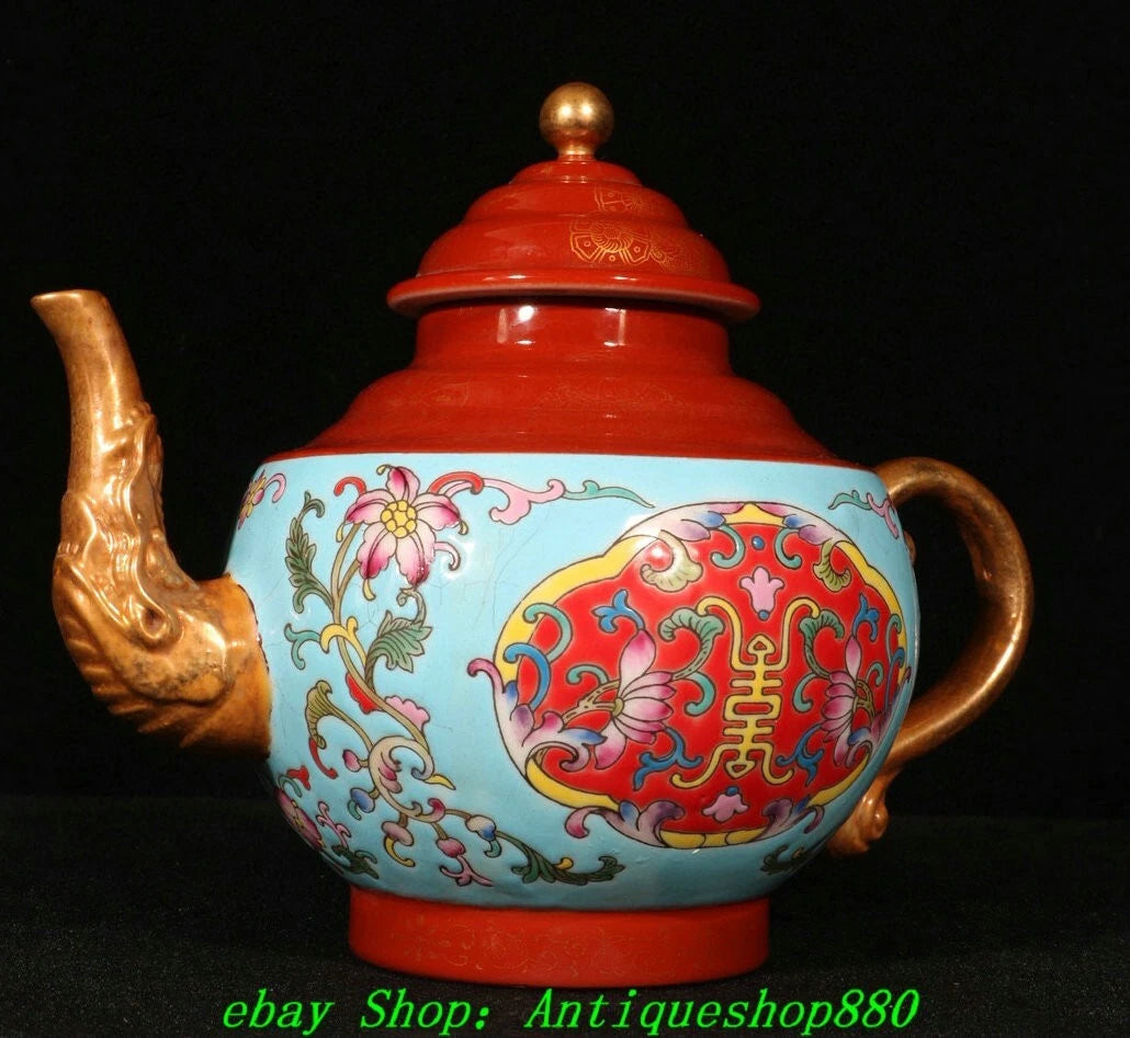 Qianlong Enamel Colour Porcelain Gilt Dragon Beast Head Pattern Teapot Teakettle | eBay