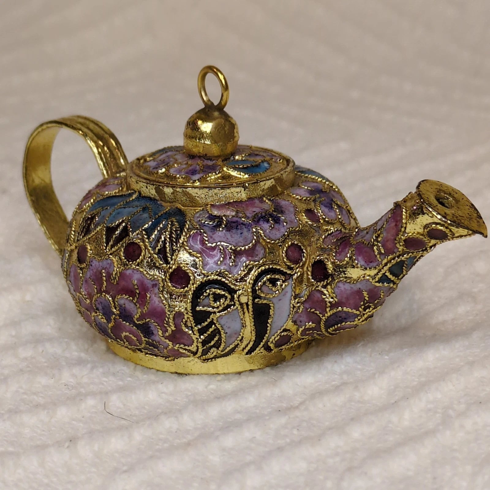 Vintage Cloisonné Porcelain Enamel Miniature Tea Pot With Floral Pattern | eBay