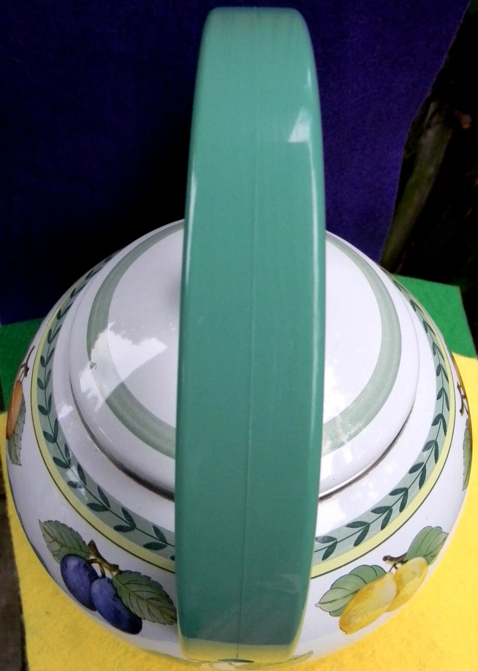 NM Villeroy & Boch Enamel Coated Teapot w/ Green Arch Handle Summer Fruit 1.5 Qt | eBay