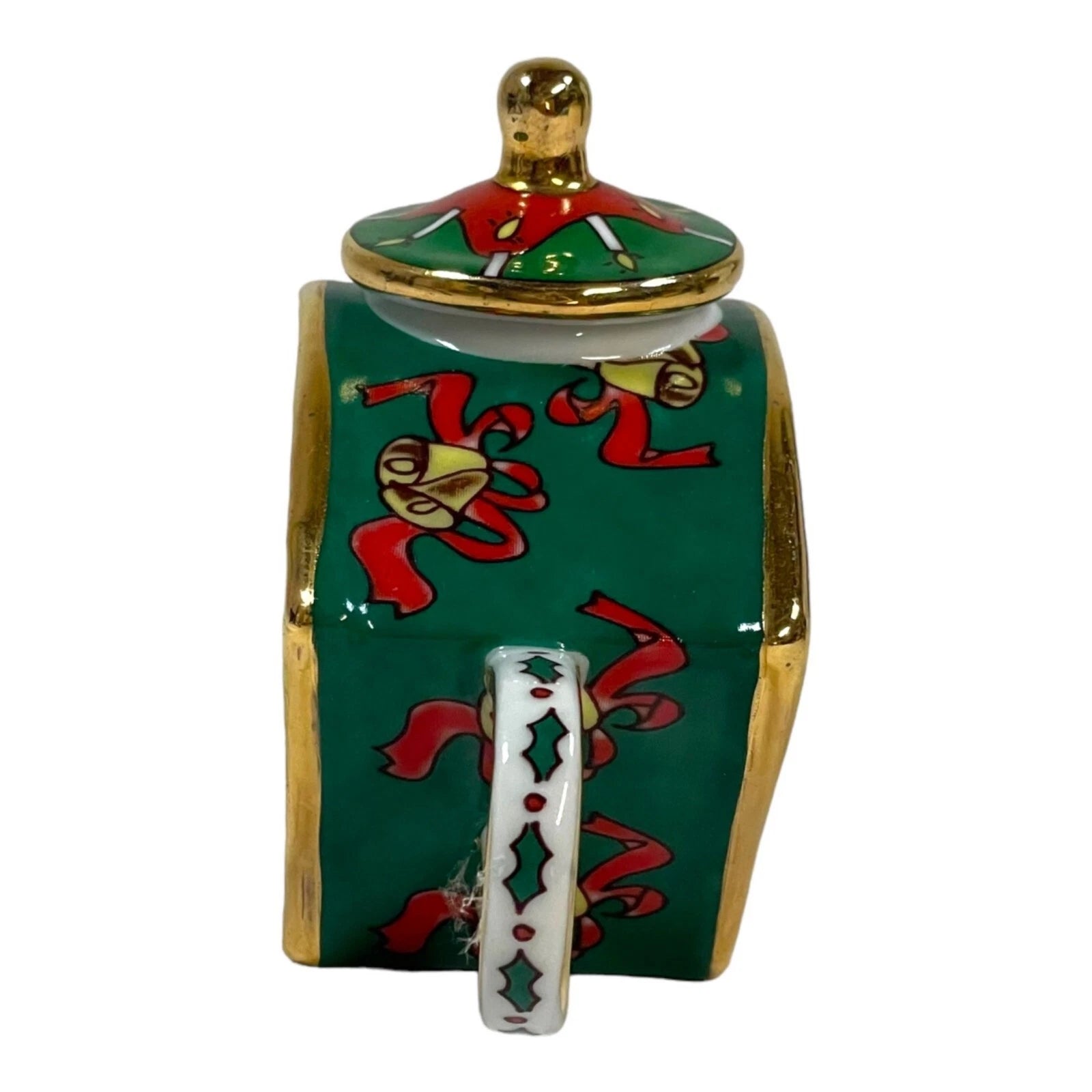 Christmas Themed Porcelain Cloisonne Enamel Teapot Gold Accents & Festive Design | eBay