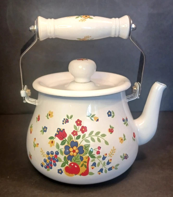 Vintage David Davir Enamel Tea Pot Kettle 5.5" Tall | eBay