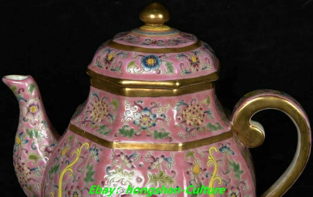 6.8" Yongzheng Enamel Colour Porcelain Gilt Dragon Lotus Wine Tea Pot Flagon | eBay