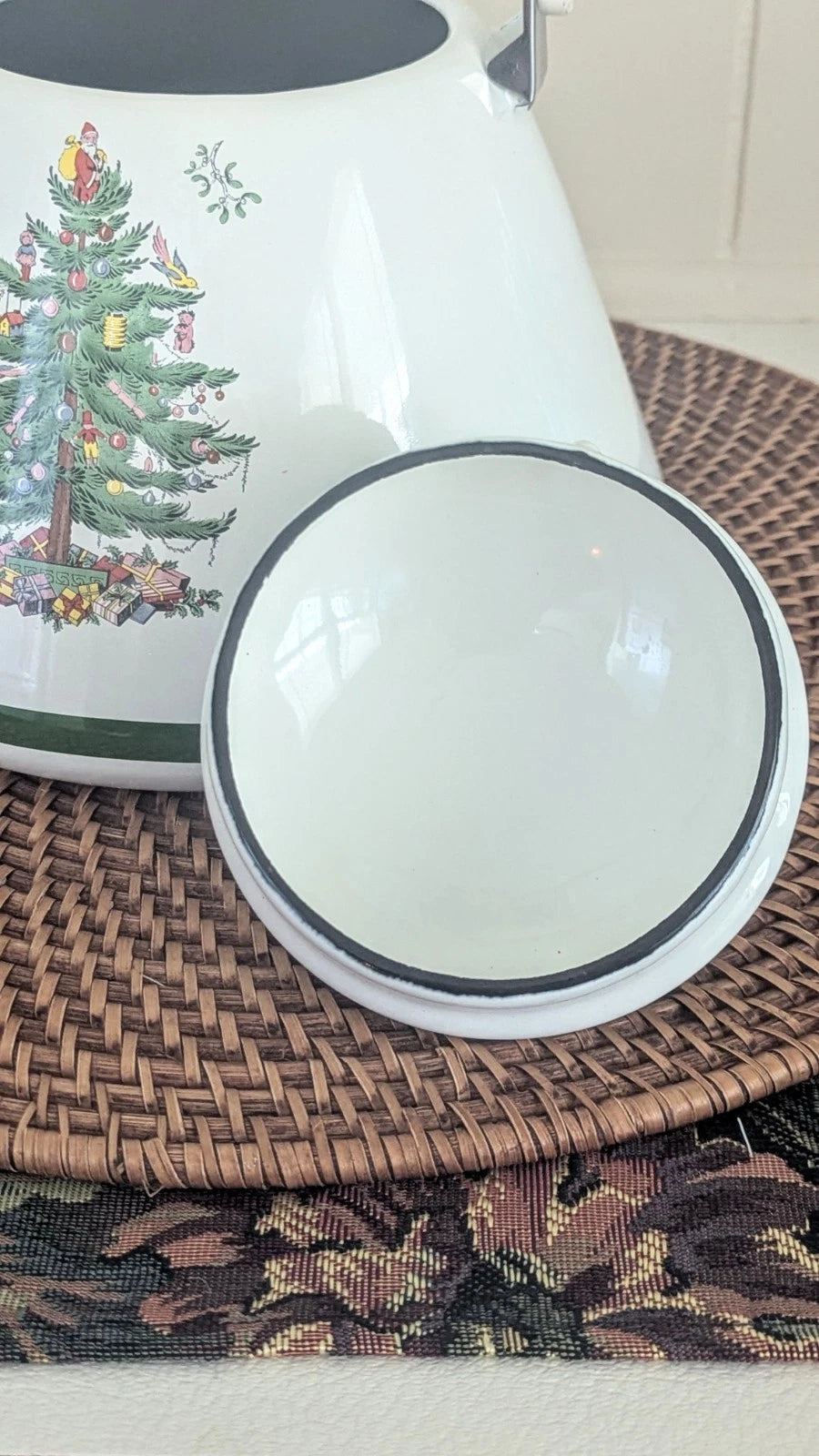 Spode Christmas Tree Pattern Porcelain Enamel on Steel 7.5 qt.b Tea Kettle /Lid | eBay