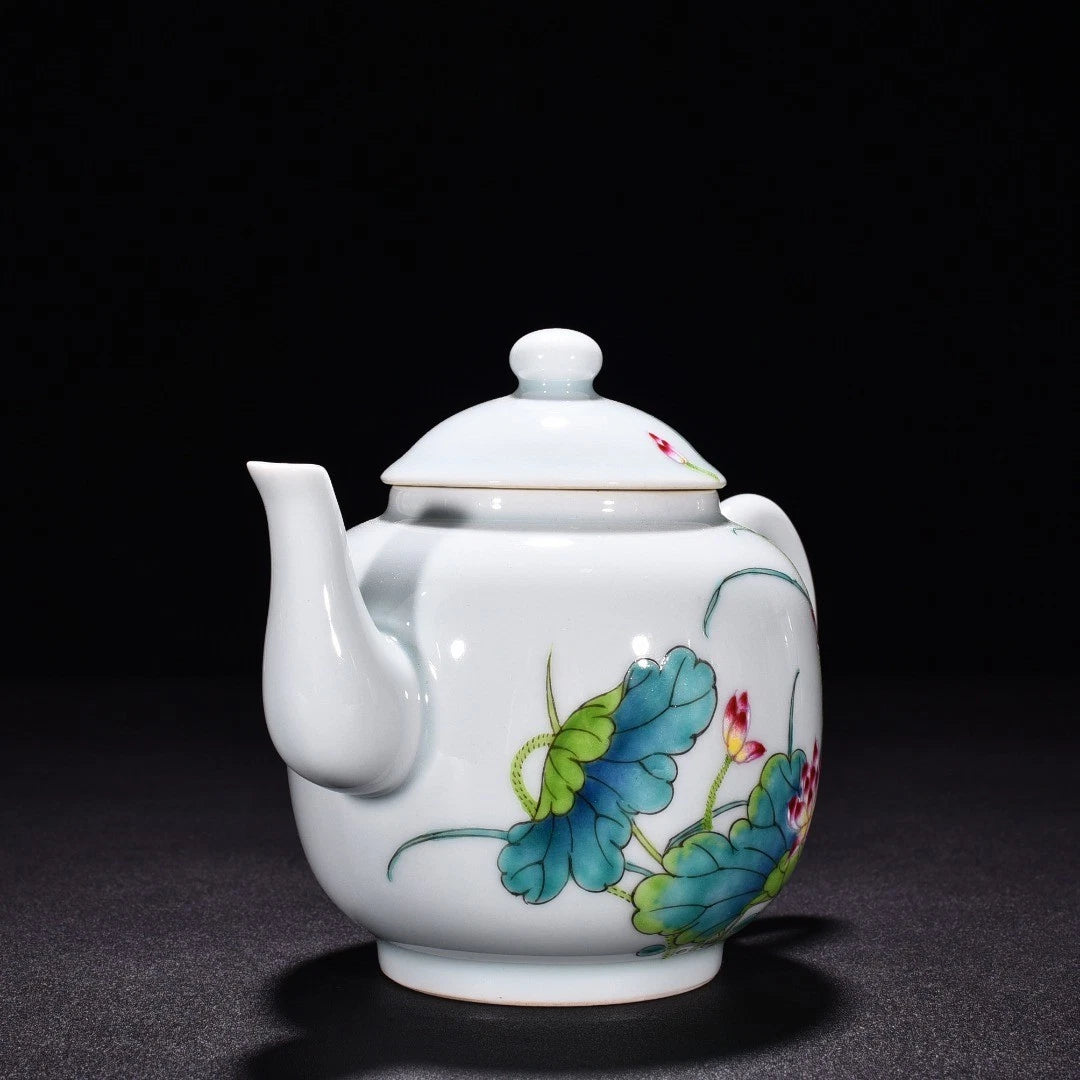 6.7" China Old Vintage Qing Yongzheng Mark Porcelain Colour Enamels Lotus Teapot | eBay