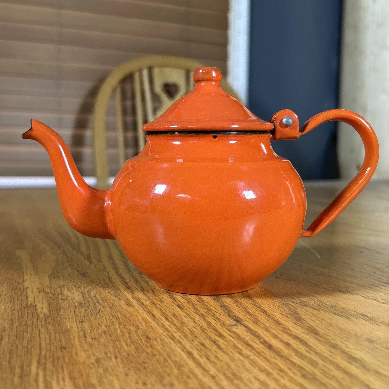 Vintage Teapot Porcelain Enamel Goose Neck Orange Small With Lid Japanese | eBay