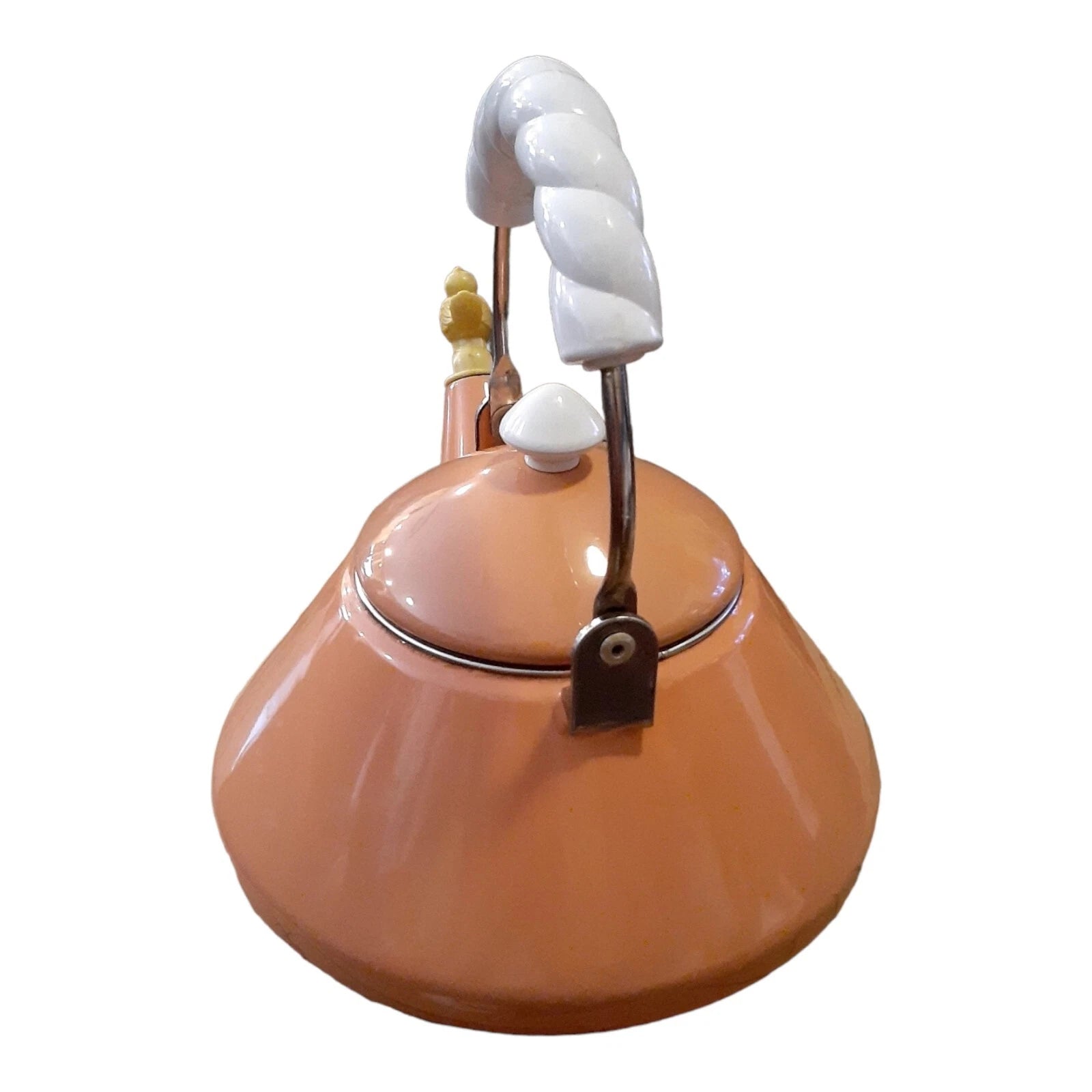 Vtg Pink Enamel Teapot Kettle Wood Handle 1980s Mauve Planter | eBay