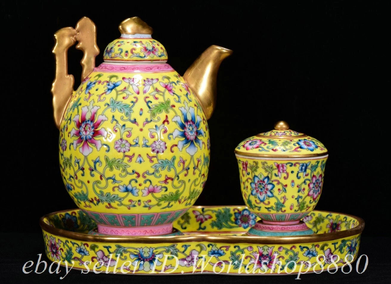 8.8" Yongzheng Chinese Colour Enamel Porcelain Teapot Kettle Cup Plate Set | eBay