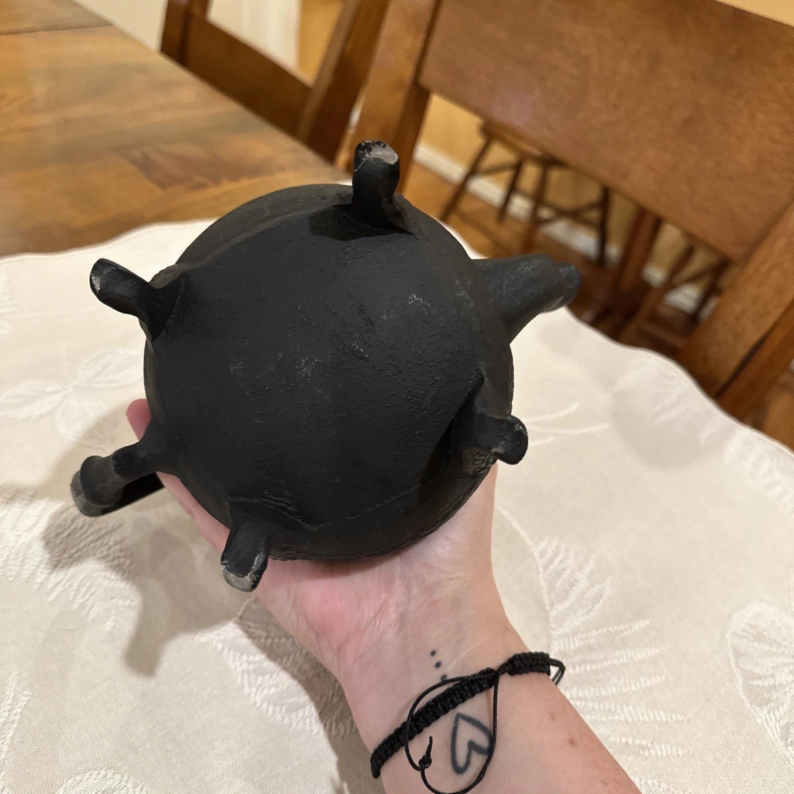 Moroccan Style Cast Iron Tea Pot Footed Enamel Lined with Lid and Handle 8” | eBay