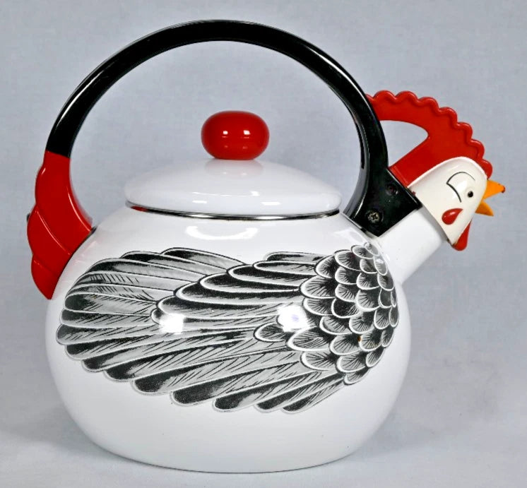 Vintage 1986 MMII Kamenstein Enamel Chicken Rooster Whistling Kettle Tea Pot | eBay
