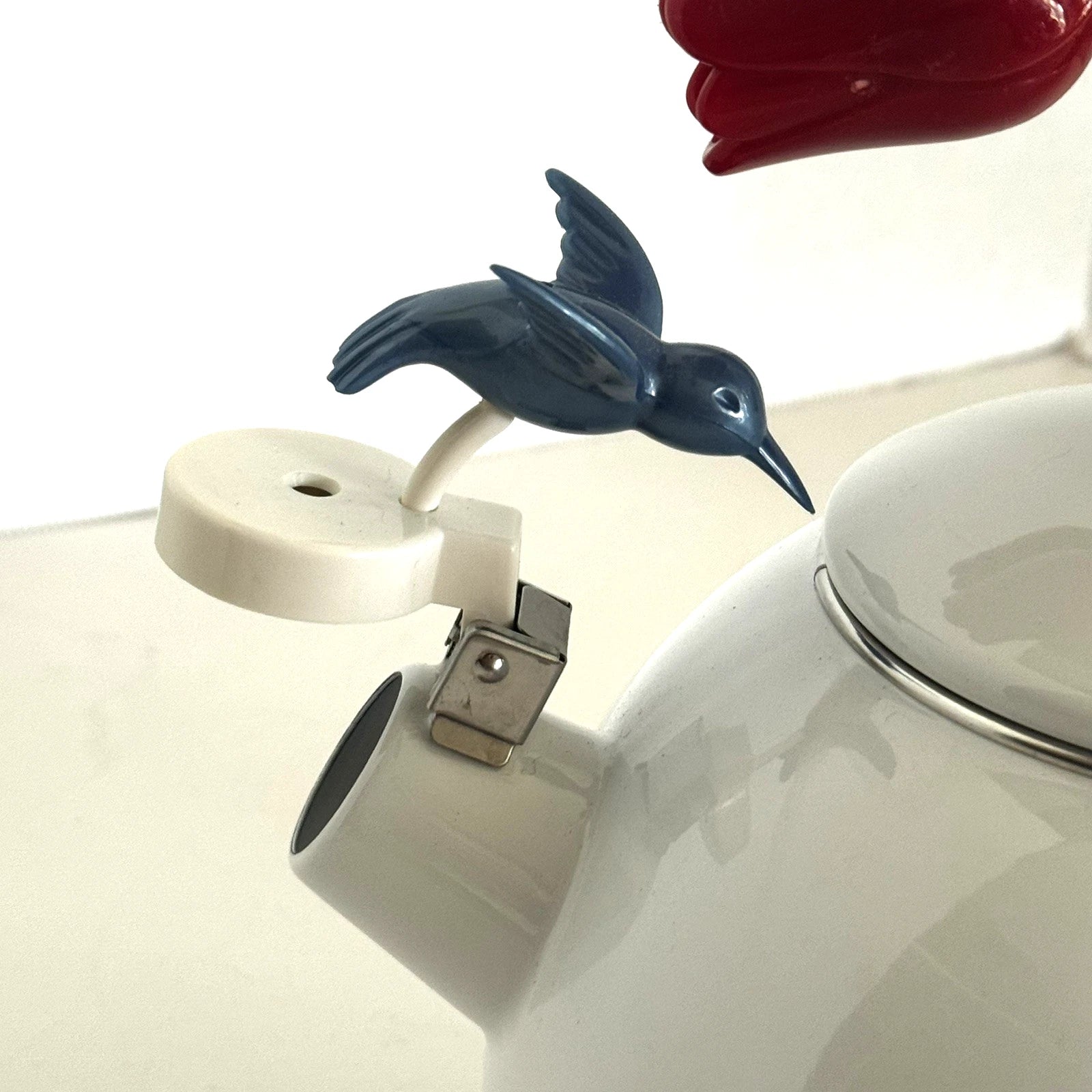 Ancona Kettle Hummingbird Tulips Enamel Teapot Red White Blue Green VTG 1990s | eBay