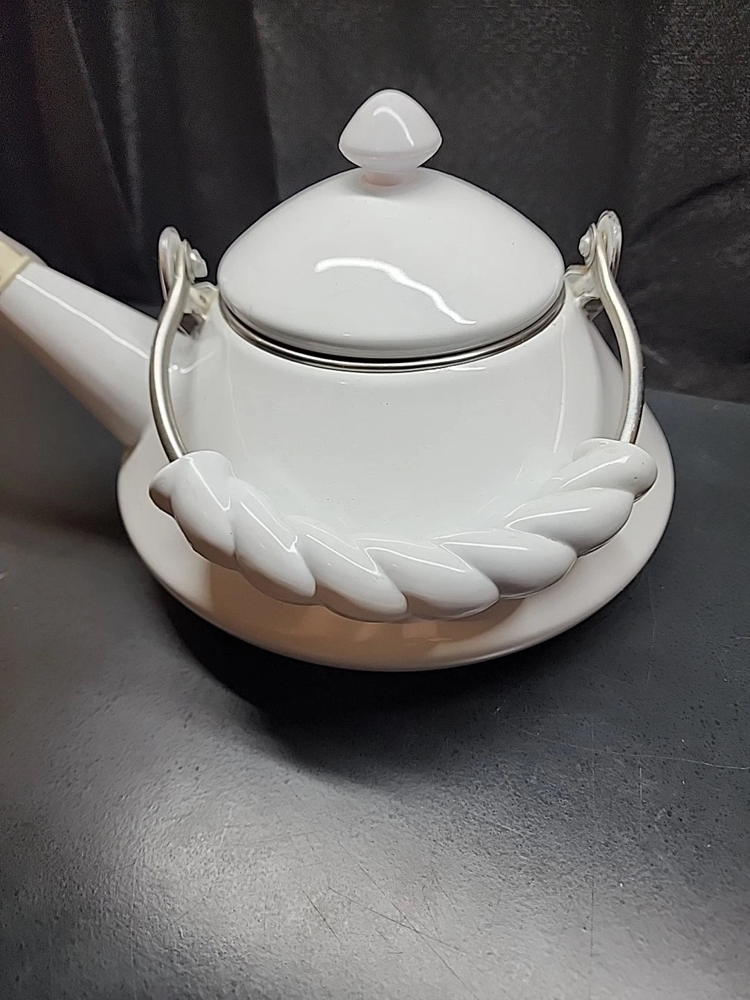 Vintage White Enameled Whistling Bird Teapot | eBay