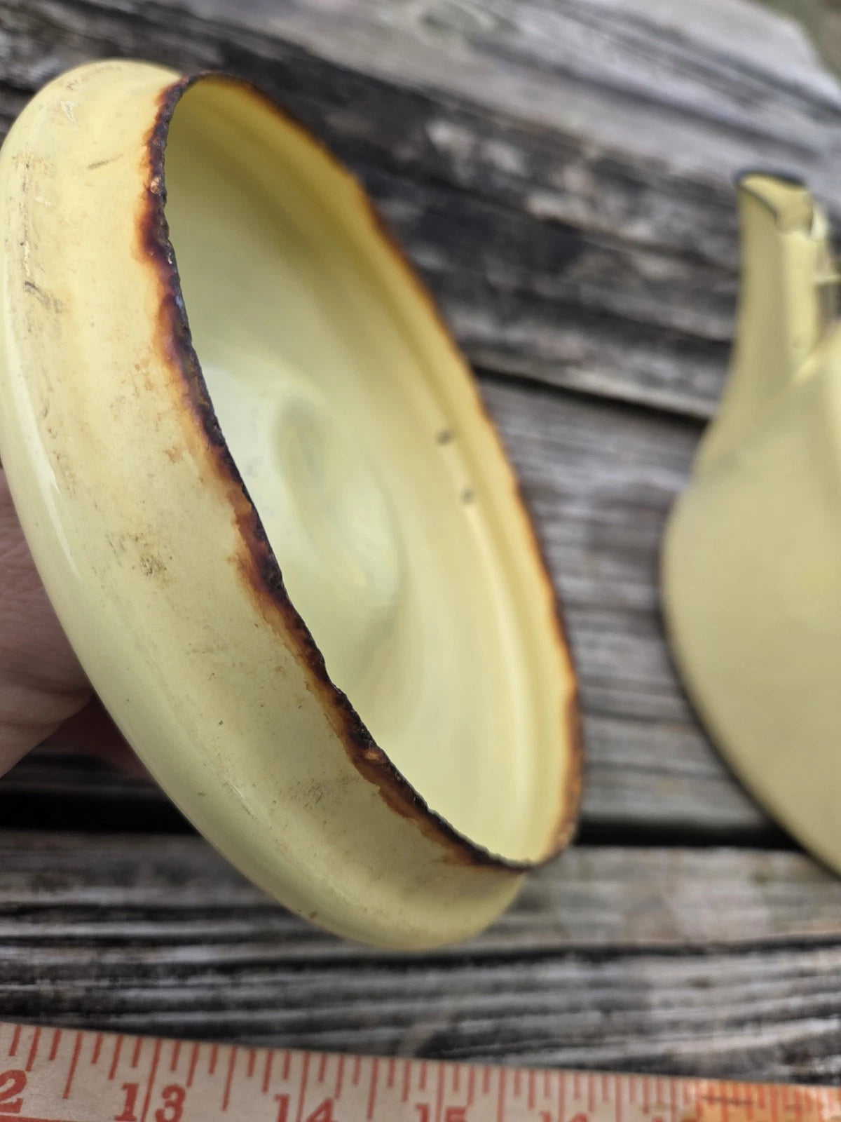 Vintage yellow enamel teapot With Lid Enamelware Bail Handle | eBay