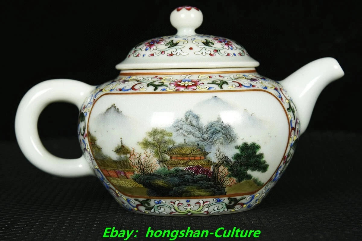 6.3" Qianlong Enamel Colour Porcelain Gold Flower landscape Wine Tea Pot Flagon | eBay