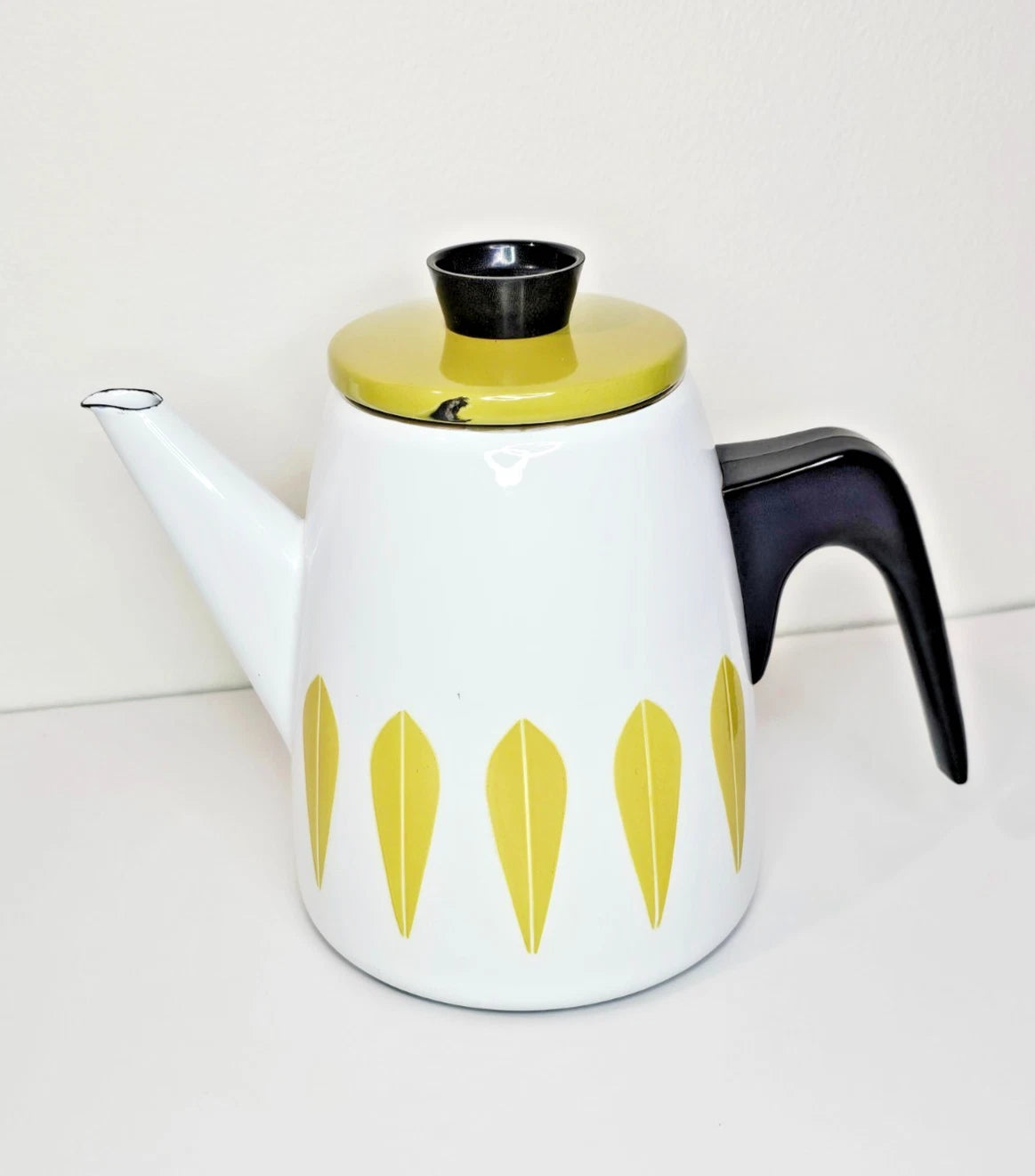 Cathrineholm Lotus Coffeepot White Olive Green Kettle Vintage MCM Teapot Enamel | eBay